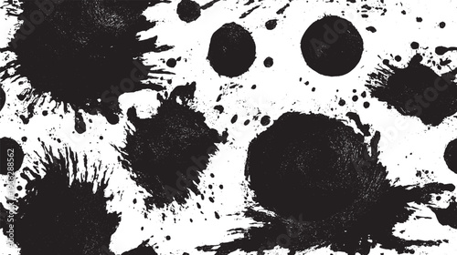 Abstract brushstrokes, thick, high-contrast ink splatters on a vector background.