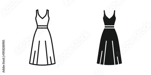 Dress Icon Outline Silhouette Formalwear Commercial Graphic
