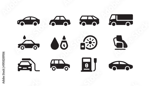 Automotive service vector icons set isolated on a white background