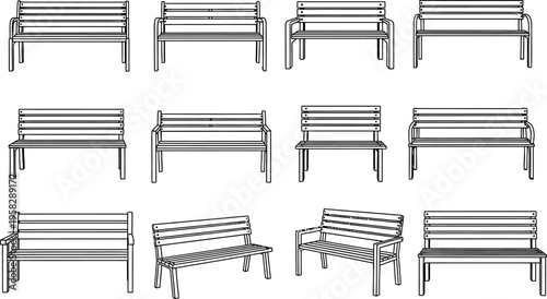 Detailed illustration of various chair designs isolated on transparent background