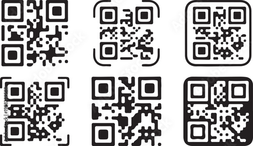 QR scan barcode icon set vector illustration 