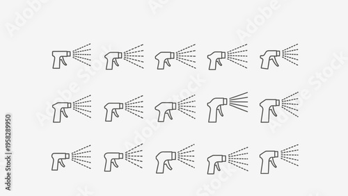 Spray bottle icon set for various applications in a minimal style design