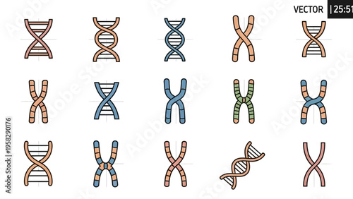 Abstract dna and chromosome illustrations for biology and science projects
