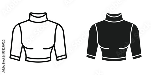 Turtleneck Top Vector Line Art Silhouette