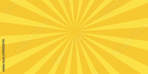 Yellow banner with Sun rays, yellow lines background, light