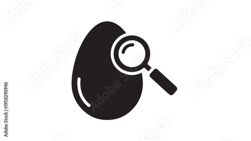Magnifying Glass Examining Egg On White Background For Investigation Concepts