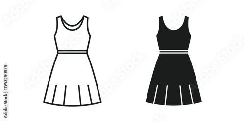 Dress Icon Line Art Silhouette Fashion Vector