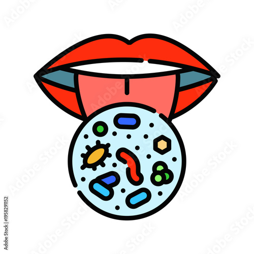Oral Microbiome Icon Professional UI Symbol for Dental Health