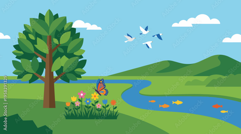 Fototapeta premium Butterfly on colorful flowers outdoors.