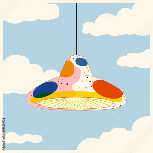 Organic Mycelium Pendant Lamp Minimal Vector