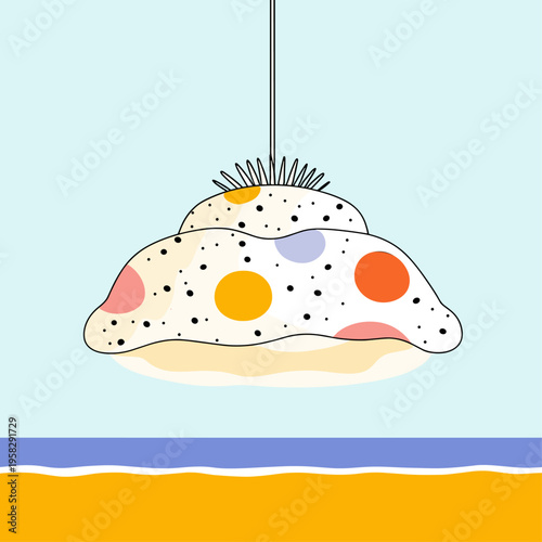 Organic Mycelium Pendant Lamp Minimal Vector