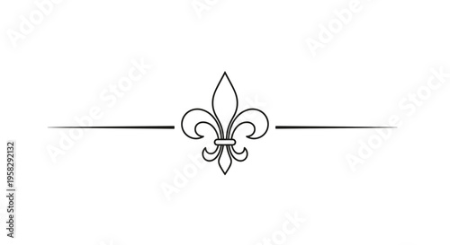 Decorative fleur-de-lis floral design in minimalist black line art  