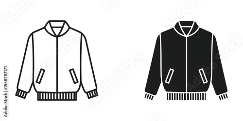 Bomber Jacket Icon Set Apparel Design