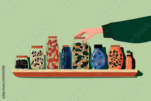 Organized Pantry with Modular Containers