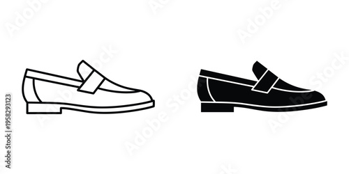 Loafer Shoe Icons Fashion Style Vector