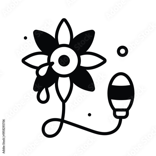 Editable glyph icon of squirting flower classic clown prank