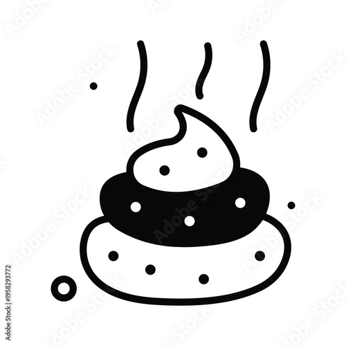 Visually appealing glyph icon showing poop used for funny prank