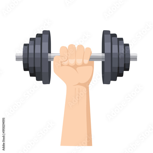 Person lifting heavy barbell weight for strength training and fitness workout