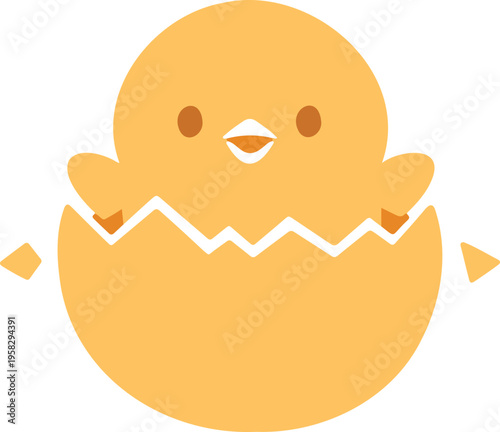 Minimalist Baby Chick Hatching from Egg 