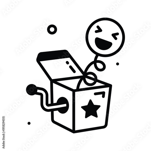 Trendy glyph icon showing prank box with jumping surprise toy