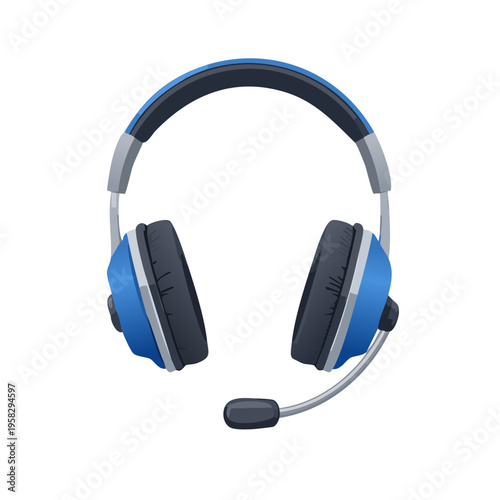 Blue and Gray Stereo Gaming Headset with Microphone for Communication and Entertainment