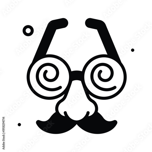 Well designed glyph icon showing funny disguise glasses prop