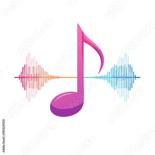 Vibrant Music Note and Sound Wave Visualization Graphic Design