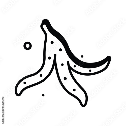 Well crafted glyph icon of banana peel slipping prank
