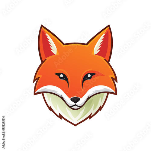 Stylized Orange Fox Head Mascot Logo Art with Sharp Features and White Accents