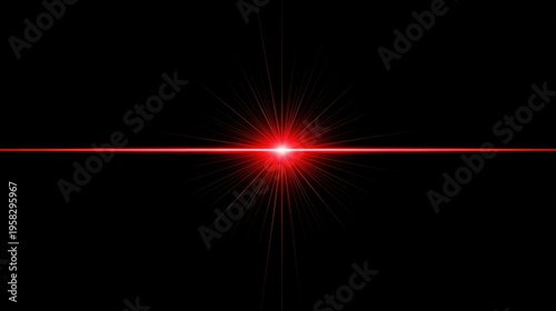 Cybersecurity threat detection and data breach alert A red laser beam scans across a black background representing a digital security system identifying a network intrusion warning and firewall.