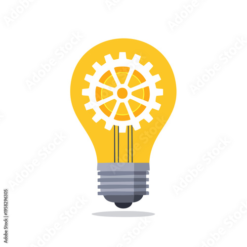 Illuminated Idea: Lightbulb with Internal Gear Represents Innovation and Mechanical Thinking
