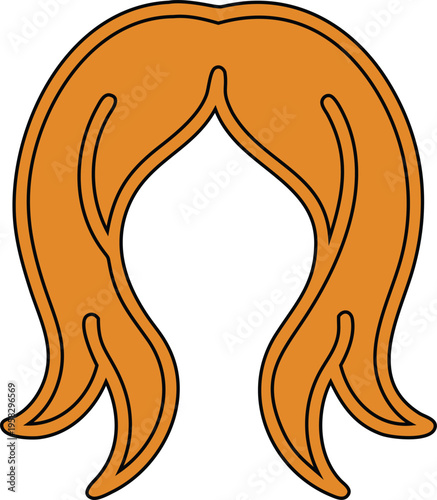 A stylized beautiful hair with black outline and bangs facing outward colorfull vector symbol