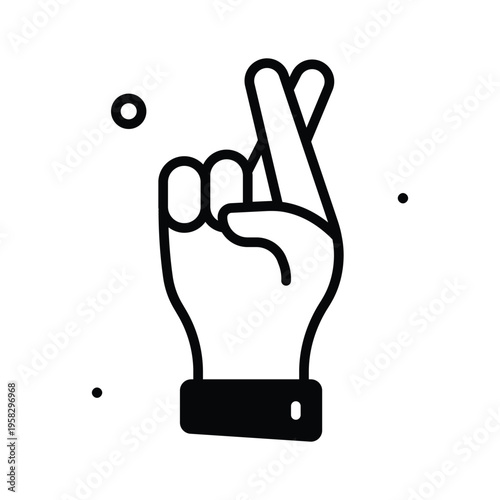 Premium glyph icon showing crossing fingers luck gesture