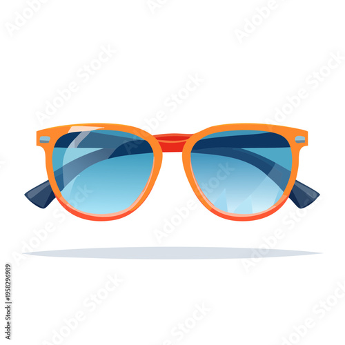 Bright Orange Sunglasses with Blue Gradient Lenses