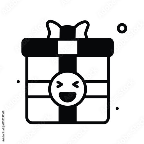A captivating glyph icon representing gift box surprise present