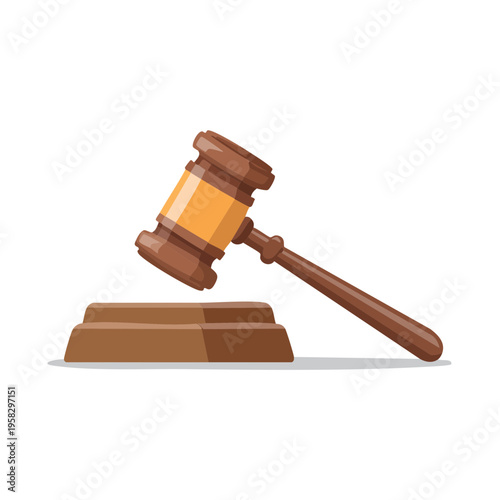 Wooden judge gavel and sounding block symbol of justice and law