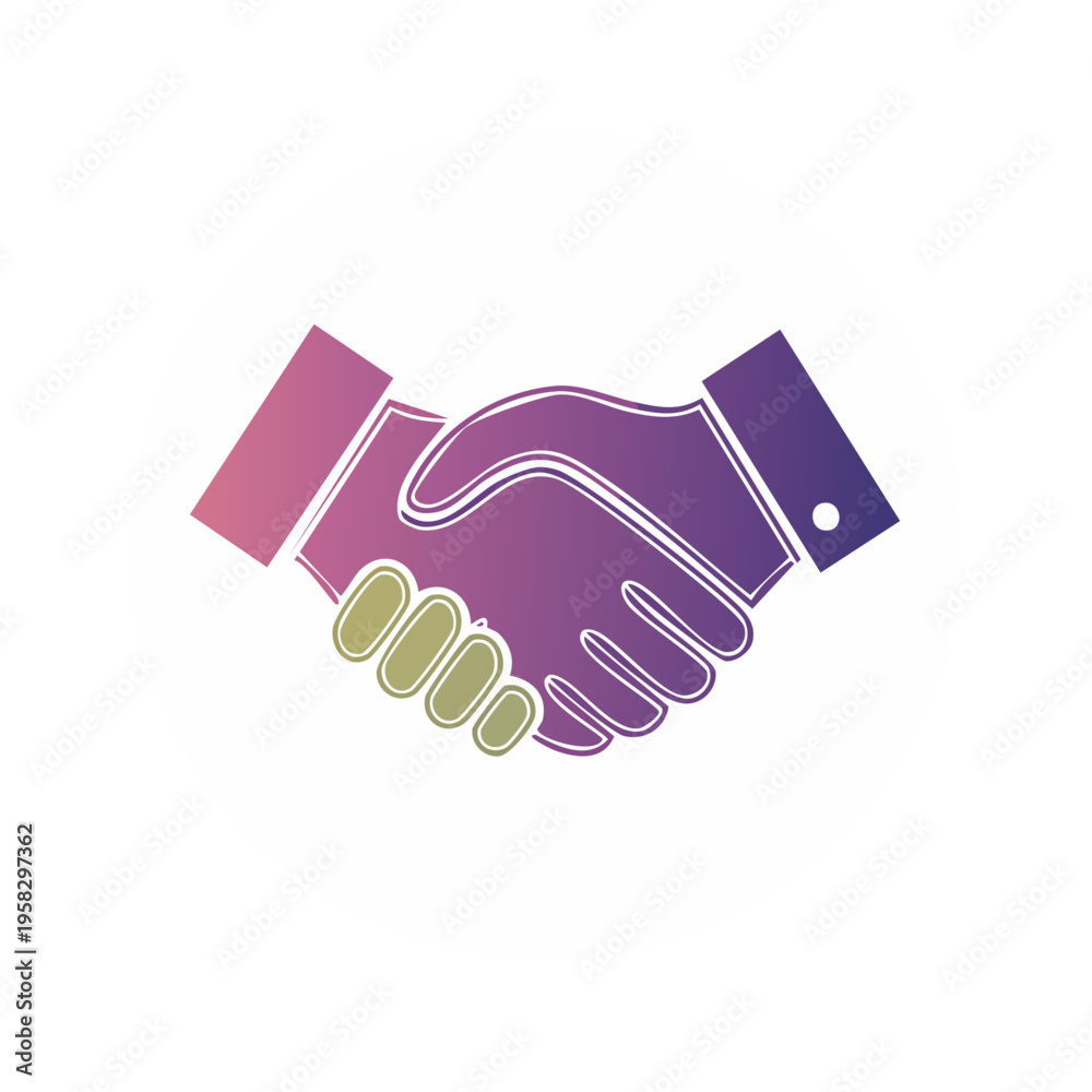 Fototapeta premium Business handshake icon with colorful gradient circle representing partnership and agreement