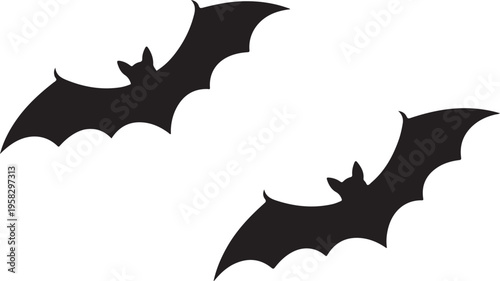 Large flock of bats on a white background.