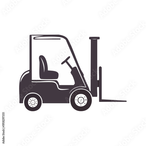 Simple Silhouette of a Forklift Truck with Lifting Forks and Driver's Seat