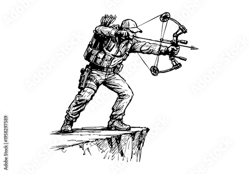 Archery hand drawn simple sketch vector illustration