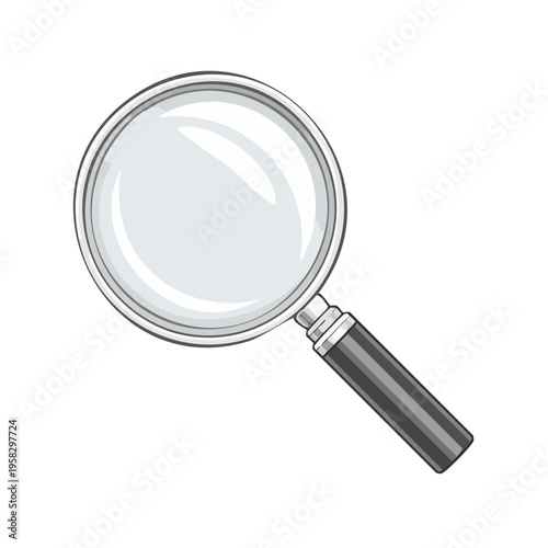 Handheld magnifying glass with a polished chrome rim and black handle for detailed inspection