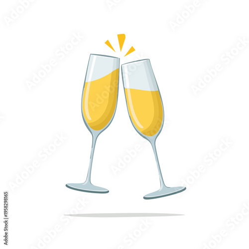 Celebratory Champagne Flutes Clinking Together Creating Joyful Sparkle Motion