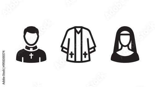 Clergy Icons Set For Religious Concepts And Faith Illustrations