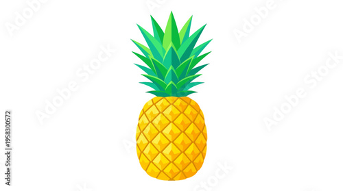 A Ripe Yellow Pineapple with Green Leaves.