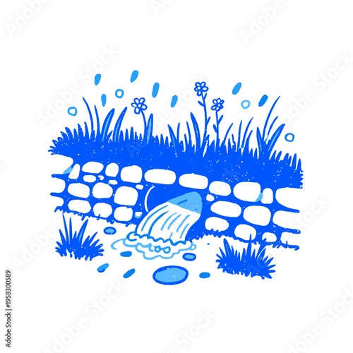 Cross-Sectional Garden Gravel Drainage System