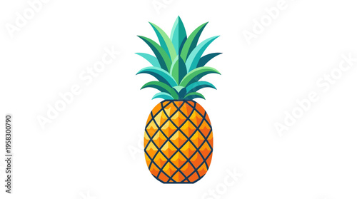 A Vibrant Ripe Pineapple with Green Leaves.