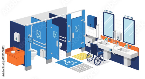 Accessible Public Restroom Design with Wheelchair Access.