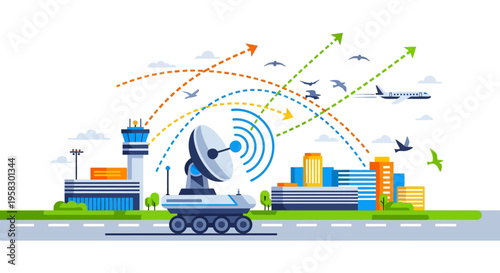 Advanced Radar Technology at Modern Airport Facility.