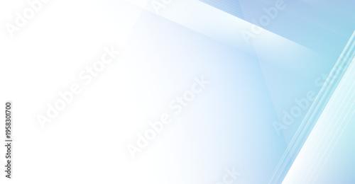 清潔感のある青と白のグラデーション背景とシャープな直線が交差する幾何学的なテクノロジー風ベクター素材