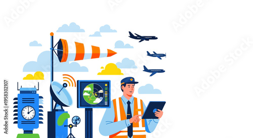 Air Traffic Controller Managing Airport Operations Safely.